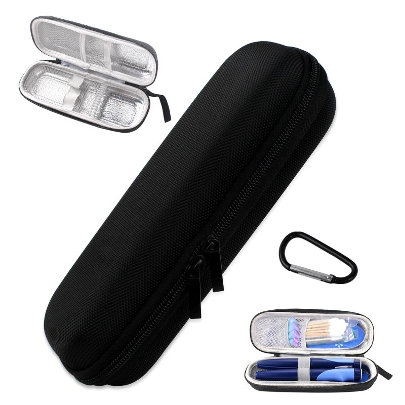 Insulin Cooler Case, Portable Insulin Travel Case, Medical Cooling Bag Diabetic Travel Case with Carabiner, Insulin Cooler Travel Case with Carabiner for Insulin Pen Glucose Meter Diabetic Supplies